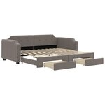vidaXL Lit de jour avec gigogne et tiroirs taupe 100x200 cm tissu
