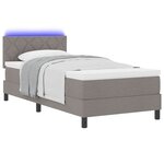 vidaXL Lit à ressorts avec matelas avec LED Taupe 90 x 200 cm tissu