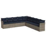 vidaXL Salon de jardin 9 Pièces avec coussins gris résine tressée