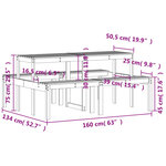 vidaXL Table de pique-nique blanc 160x134x75 cm bois massif de pin