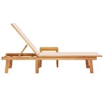 vidaXL Chaise longue et table crème bois d'acacia solide et textilène
