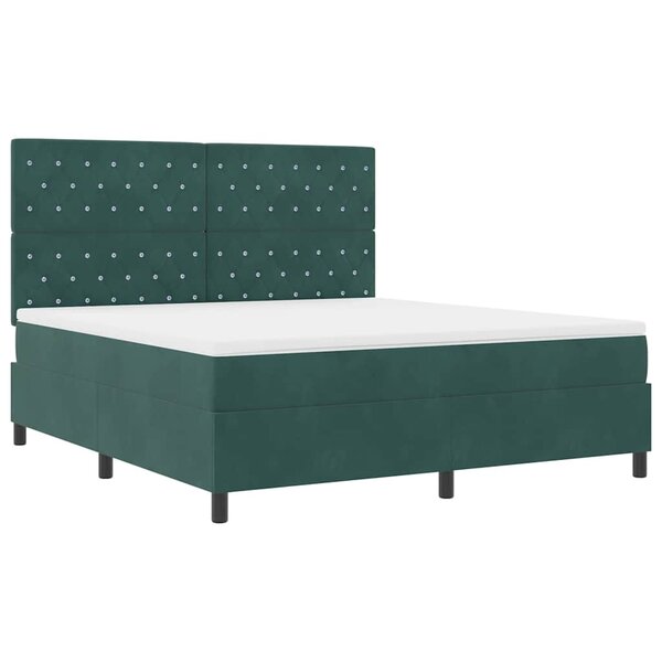 vidaXL Lit à ressorts avec matelas Vert foncé 180 x 200 cm Velours