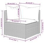 vidaXL Canapé d'angle de jardin avec coussins Noir Résine tressée