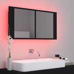 vidaXL Armoire à miroir de salle de bain LED Noir 90x12x45 Acrylique