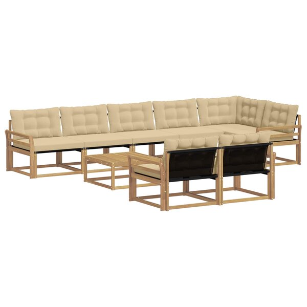 vidaXL Ensemble de canapés d'extérieur 9 pc Blanc et Beige