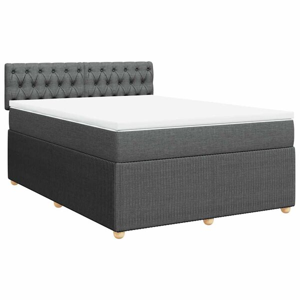 vidaXL Sommier à lattes de lit avec matelas Gris foncé 140x190cm Tissu