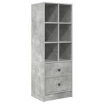 vidaXL Bureau avec Rangement Gris Béton Bois d'Ingénierie