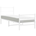vidaXL Cadre de lit métal sans matelas avec pied de lit blanc 75x190cm