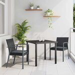 vidaXL Ensemble de salle à manger pour jardin 3 Pièces Noir Poly rotin