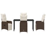 vidaXL Set de Salle à Manger de Jardin 5 Pièces avec Coussins Marron Rattan PE