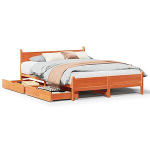 vidaXL Cadre de lit sans matelas cire marron 140x190cm bois pin massif