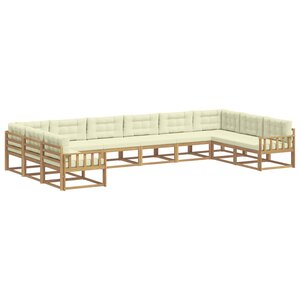 vidaXL Ensemble de canapés d'extérieur 10 pc Blanc et crème