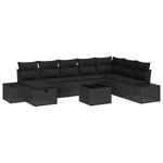 vidaXL Ensemble de canapé de jardin 9 pièces noir en poly rattan