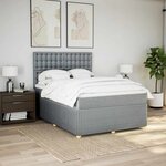 vidaXL Sommier à lattes de lit avec matelas Gris clair 140x190cm Tissu