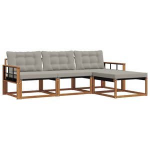vidaXL Ensemble de canapés d'extérieur 4 pc Naturel et gris clair