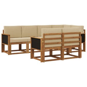 vidaXL Ensemble de canapés d'extérieur 7 pc Naturel et Beige Polyester