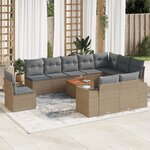 vidaXL Salon de jardin 11 Pièces avec coussins beige résine tressée