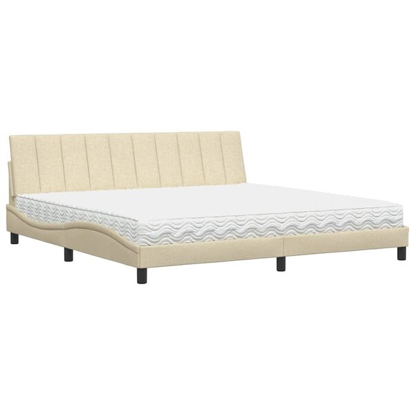 vidaXL Lit avec matelas crème 200x200 cm tissu