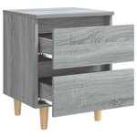 vidaXL Table de chevet avec pieds en bois Sonoma gris 40x35x50 cm