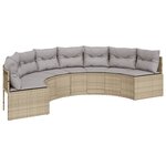 vidaXL Salon de jardin 3 Pièces demi-rond beige résine tressée