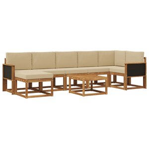 vidaXL Ensemble de canapés d'extérieur 8 pc Naturel et Beige Polyester