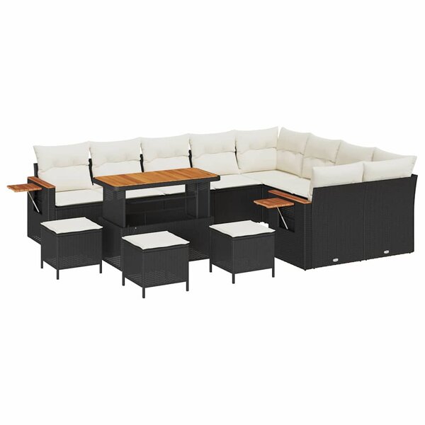 vidaXL Ensemble de canapé de jardin 13 Pièces Noir Poly rotin
