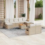 vidaXL Salon de jardin avec coussins 10 Pièces beige résine tressée