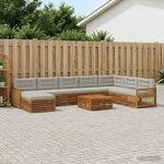 vidaXL Ensemble de canapés d'extérieur 9 pc Naturel et gris clair