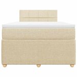 vidaXL Sommier à lattes de lit avec matelas crème 120x190 cm tissu