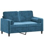 vidaXL Canapé 2 places avec oreillers décoratifs bleu 120 cm velours