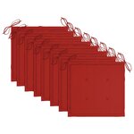 vidaXL Chaises de jardin lot de 8 avec coussins rouge Bois teck massif