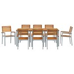 vidaXL Set de salle à manger de jardin 9 pièces en bois d'acacia et métal