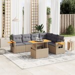 vidaXL Salon de jardin avec coussins 7 Pièces beige résine tressée