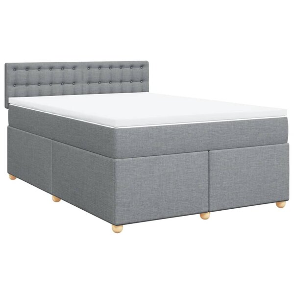vidaXL Sommier à lattes de lit avec matelas Gris clair 160x200cm Tissu