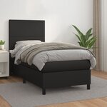 vidaXL Sommier à lattes de lit avec matelas Noir 80x200cm Similicuir