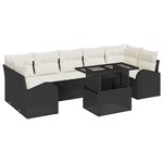 Ensemble de Canapés de Jardin 8 pièces avec Coussins Noir Rotin Poly