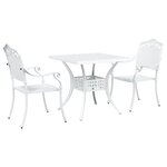 Ensemble de bistro de jardin 3 pièces vidaXL en aluminium moulé blanc