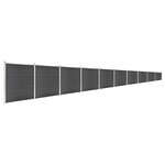 vidaXL Ensemble de panneau de clôture WPC 1737x186 cm Noir
