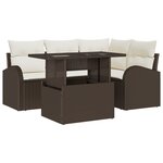 vidaXL Ensemble de canapés de jardin 5 pièces avec coussins marron