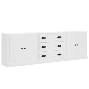 vidaXL Buffets 3 Pièces Blanc Bois d'ingénierie