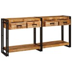 vidaXL Tables console avec tiroir 2 Pièces Marron Bois de Mangue Massif