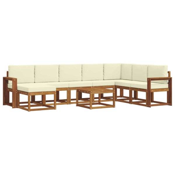 vidaXL Ensemble de canapés d'extérieur 9 pc Naturel et Crème