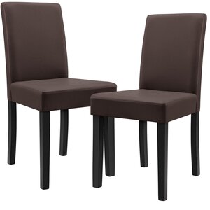 Lot de 2 chaises rembourrées pieds en bois massif housse en synthétique 90 cm marron et noir 03_0002362