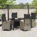 vidaXL Ensemble de salle à manger pour jardin 5 Pièces Gris Poly rotin