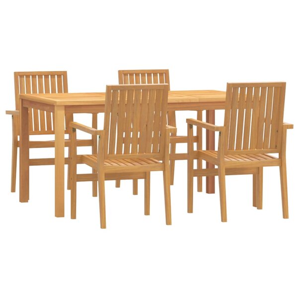 vidaXL Ensemble à manger de jardin 5Pièces Bois de teck massif