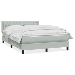 vidaXL Sommier à lattes de lit et matelas gris clair 160x210cm velours