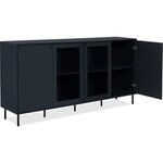 Buffet bas - CARACAS - bleu navy - 2 portes vitrées + 2 portes - 180 x 90 x 40 cm