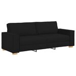 Canapé 3 pièces vidaXL avec coussins en tissu noir
