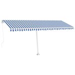 vidaXL Auvent manuel rétractable sur pied 500x350 cm Bleu/Blanc