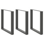 vidaXL Pieds de table à manger en U 3 pièces Anthracite 80 x (72-73) cm Acier